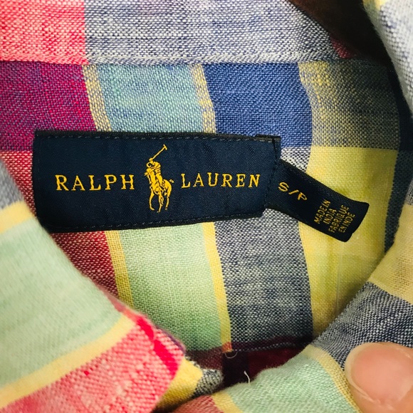Ralph Lauren 100% Linen Shirt Plaid Men’s P/S - Picture 4 of 7